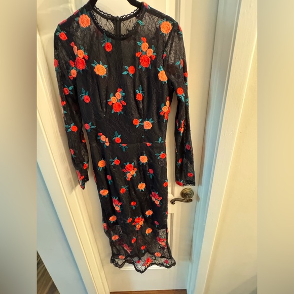 Sophia Long Sleeve Embroidered Illusion Dress - Picture 3 of 4